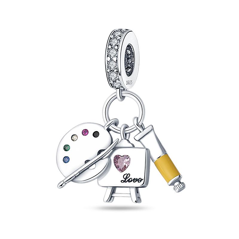 Painter'S Series Copper Artist Color Palette Oil Painting Charms Beads Fit 3Mm Original Bracelets Diy Jewelry Gift