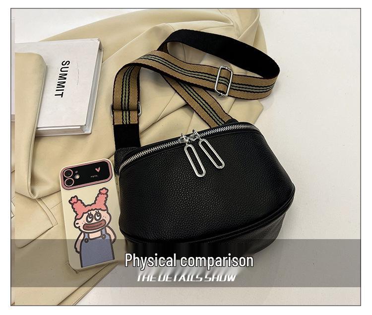 Women's Genuine Leather Saddle Crossbody Bag, 2025 Style, Double Zipper, Top Layer Cowhide, Small Shoulder Bag.