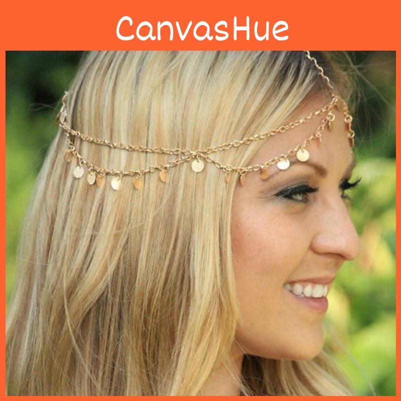 Fashionable Gold Headpiece With Rotundity Shape And Tassel For Casual Wear