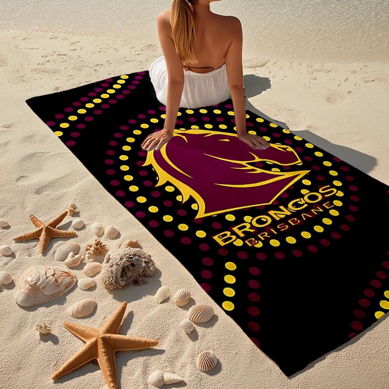 Brisbane Broncos Fashion Beach Towel: Ideal for Summer Adventures, Soft, absorbent and quick drying, suitable for swimming and bathing