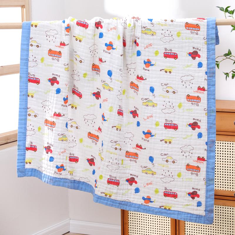 High-Density Cotton Newborn Bath Towel - Six-Layer Gauze, Printed Design, for Infants & Kids