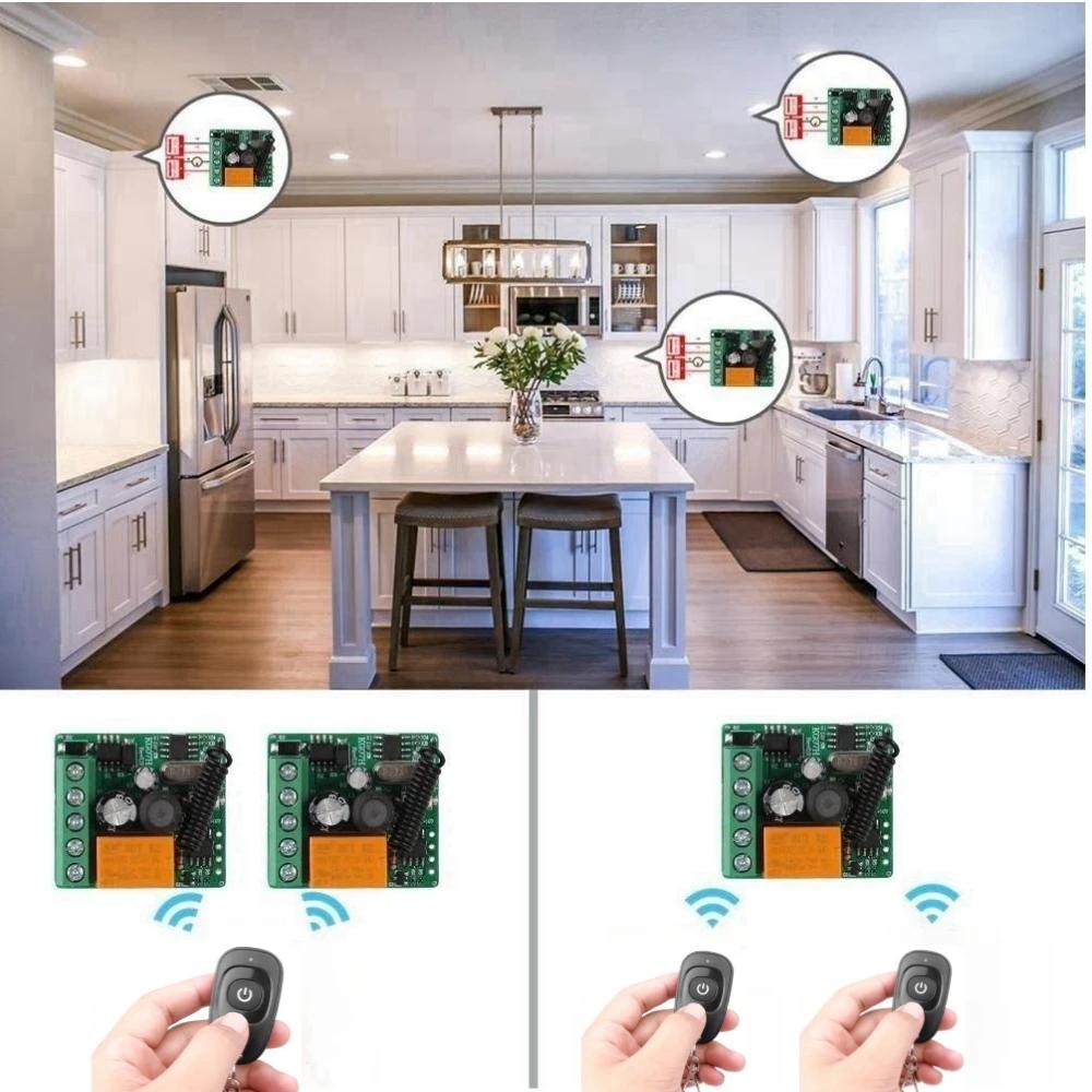 433Mhz RF Remote Control Wireless Switch DC 12V 24V 36V 10A 1CH RF Relay Receiver and 2CH Transmitter Kit For Intelligent Home