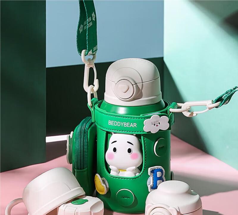 Beddybear 530ml 3D Hippo Kids Stainless Steel Straw Bottle