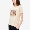 Fila Round Neck Oil Painting Character Letter Print Breathable Casual Short Sleeve T-Shirt Women Tops Pale-Yellow F11W238101FBG