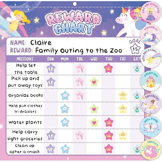 Reward Chart for Kids - 49 Big & 1,920 Mini Stickers, Behavior Chart for Kids at Home, Magnetic Chore Chart for Multiple Kids and Toddler 2-4 Years,