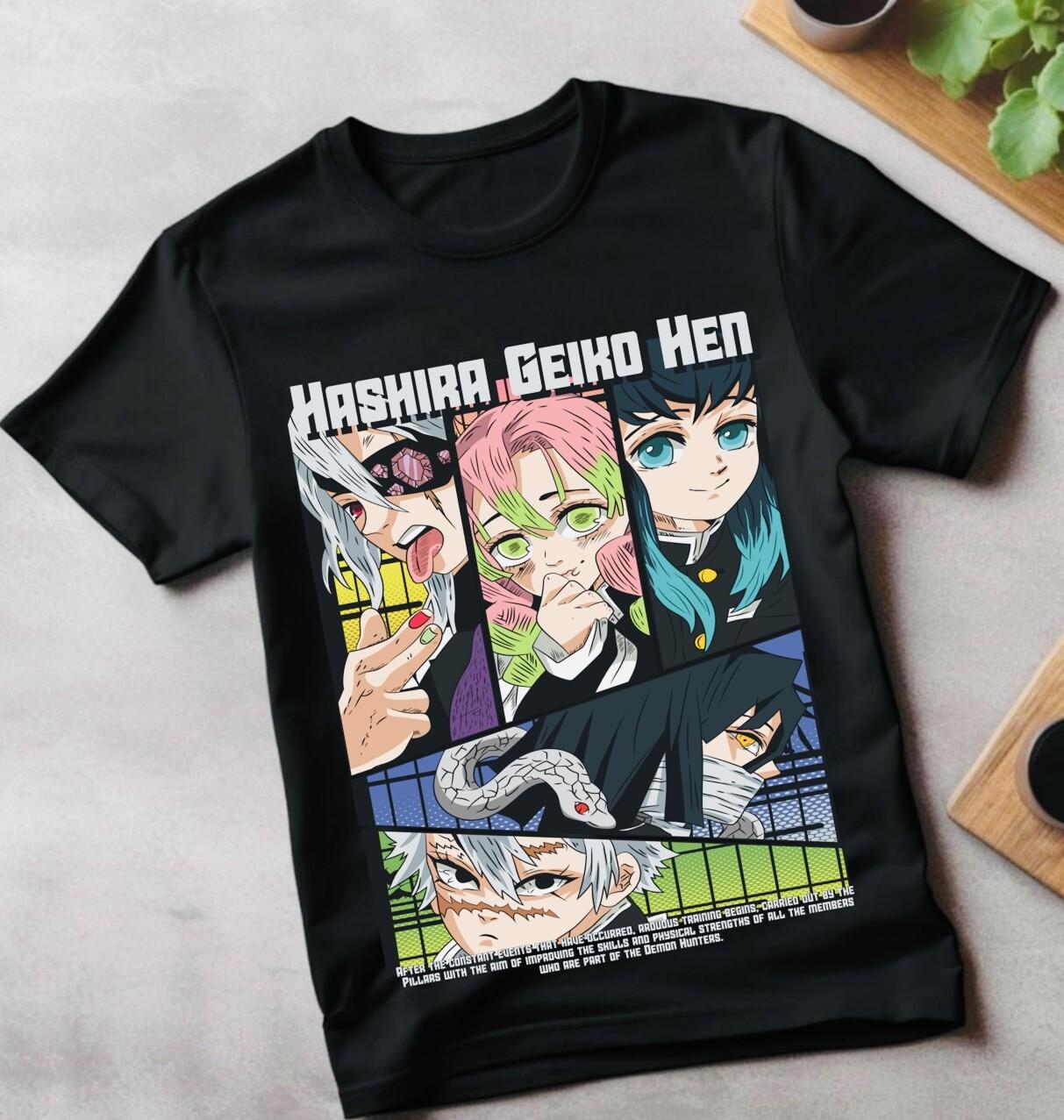 

Giyu Tomioka T-Shirt Mens Womens Tees Top Demon Slayer Kimetsu No Yaiba Anime Black Shirt Size S_5XL XL