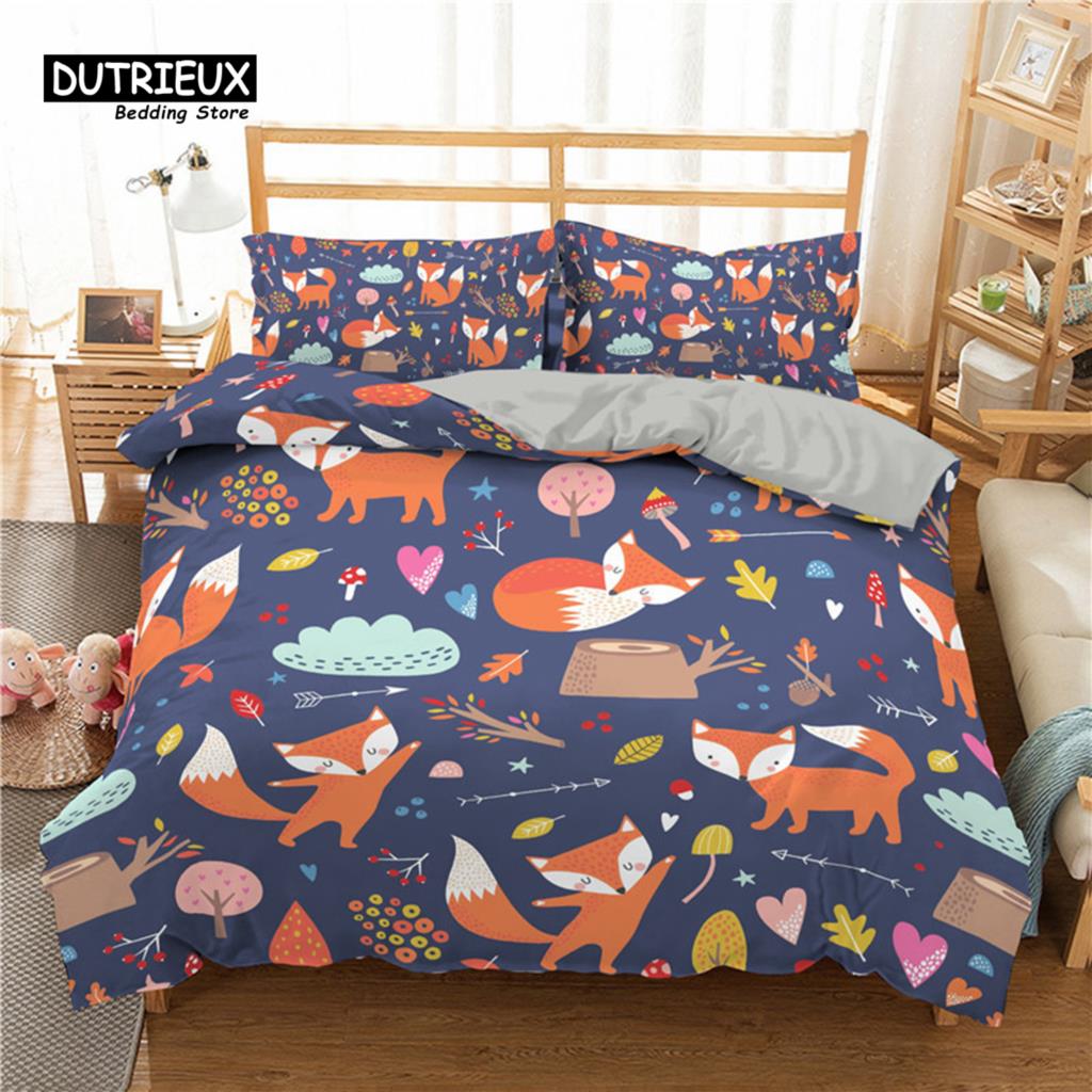 Cartoon Animals Bedding Set For Kids Children Panda Dinosaur Print Duvet Cover Set Comforter Cover With Pillowcase Bedroom Decor