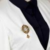 Women Alloy Brooch Fashionable Retro Breastpin Shell Beauty Head Crystal Inlaid Dress Accessories for Ladies