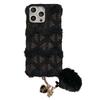 For iPhone 16 Pro Max Case Soft Plush Hard PC Winter Phone Cover with Cute Keychain Accessory