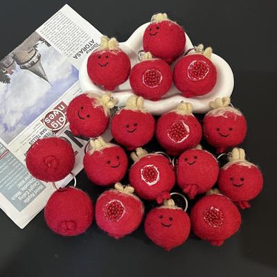 Handmade Pomegranate Wool Felt Bag Charm Keychain Ornament