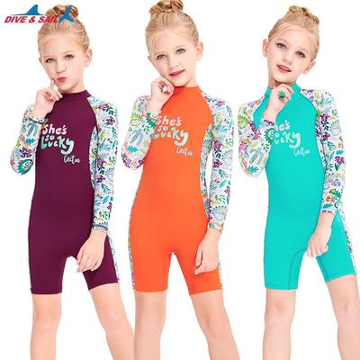 Mädchen-Badeanzug Kinder-Einteiler Langarm Sonnenschutz Schnelltrocknend Baby Klein Mittlere Kinder Schnorcheln Surfen Quallen-Kleidung