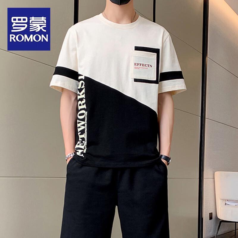 ROMON Men's Summer Ice Silk Casual Sport Set