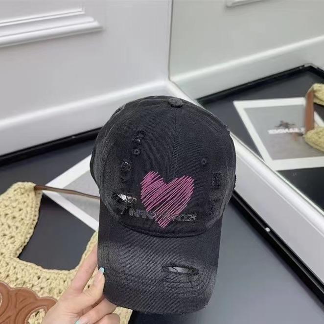 New Ripped Hand  painted Baseball Cap for Men and Women Casual Sun Protection Hat Showing Face Small and Versatile Baseball Hat Trendy