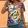 Women's T-shirt Summer 3D Digital Printed Casual Round Neck Plant Flower Series Short Sleeve T Shirts