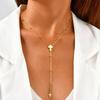 Classic Religion Cross Y-Shaped Necklaces, Rosary Beads Stainless Steel Adjustable Long Necklace, Exquisite Women Jewelry Gift