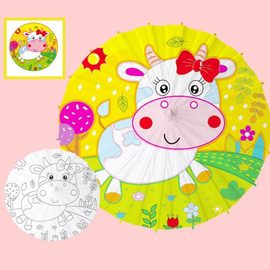 40/60CM DIY Hand-Painting Paper Umbrella Chinese Style Decorative White Oil-paper Umbrella with Wooden Handle Kids Coloring Oriental Umbrella Crafts