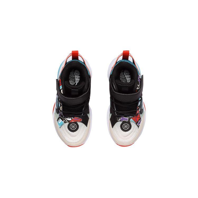 Li Ning Kinder Rutschfeste Stoßdämpfende Abriebfeste Atmungsaktive High-Top Laufschuhe Kinder Sneaker Schwarz Camouflage YKNR026-3