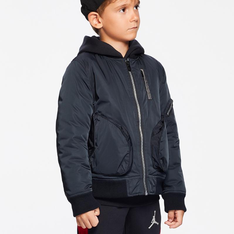 Jordan Back Logo Zip Collar Jacket Kids Jackets Black JD2042001GS-001