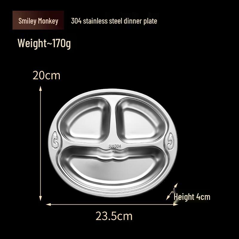 DeDeLai 304 Stainless Steel Divided Kids Lunch Plate