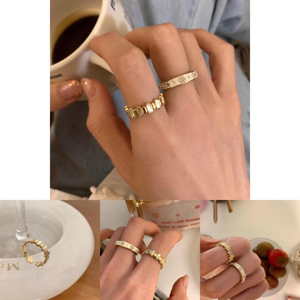 Contemporary Stylish And Korean Mother Of Pearl Flower Ring Ideal For Fashionforward Women
