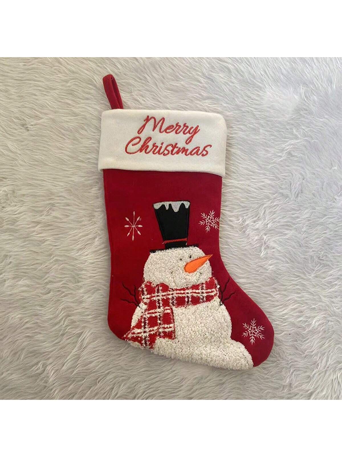 

1 шт. Мультяшный снеговик, старик, узор лося, рождественские носки, подарочный мешок, новогодние рождественские украшения, подвеска, подарочный реквизит 38x20cm