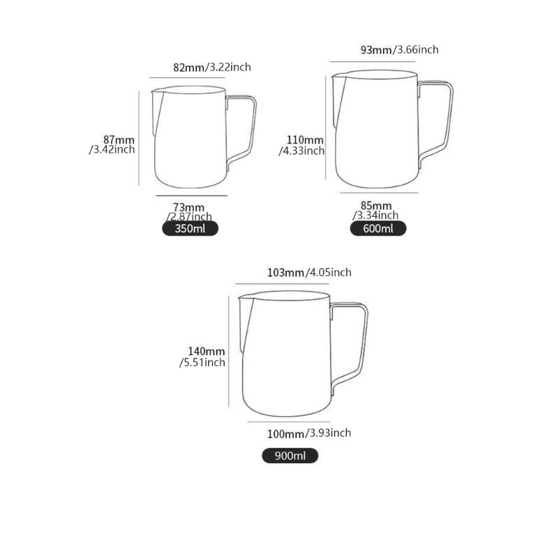 Professional 304Stainless Steel Milk Frother Cup Portable Espresso Steaming Pitcher for Creating Beautiful Coffee Art