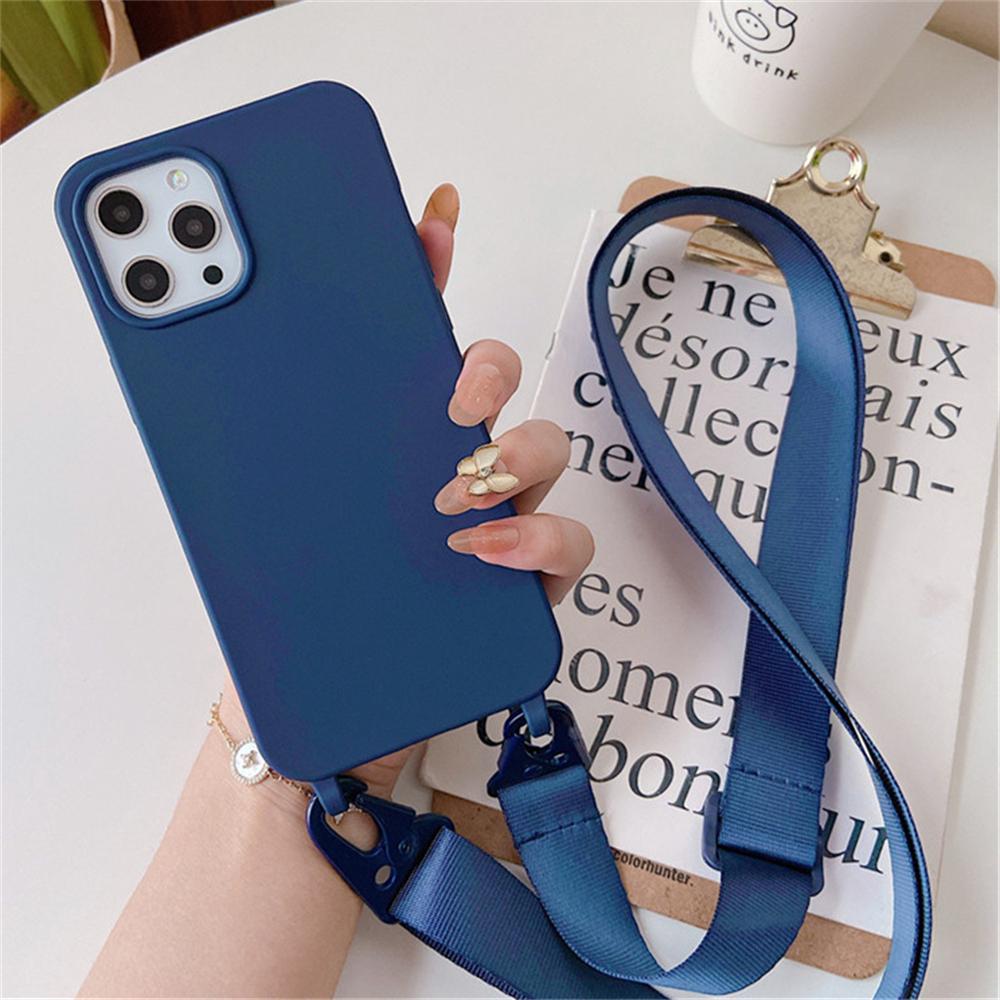 Umhängeband Lanyard Matte Silikonhülle für IPhone 17 16 15 14 Pro Max 11 12 13 XR X XS 8 Plus SE Stoßfeste Hülle