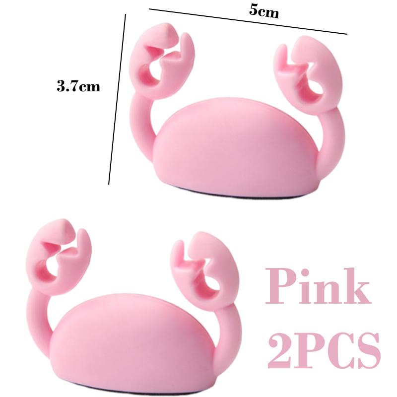 2PCS Cartoon Crab Cable Organizer Desk Self-Adhesive Data Cable Clip Phone Charging Cable Holder Home Office Cable Manager