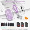 PIFOOG Key Fob Cover for Jeep Cherokee Grand Cherokee Compass Renegade Accessories Purple Bling Keychain 5 Button Car Keys Case Shell Full Covers