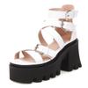 Sexy Platform Women's Sandals Summer Shoes 2025 Punk High Heels Buckle Strap Slippers Black White Party Dance Shoes Female