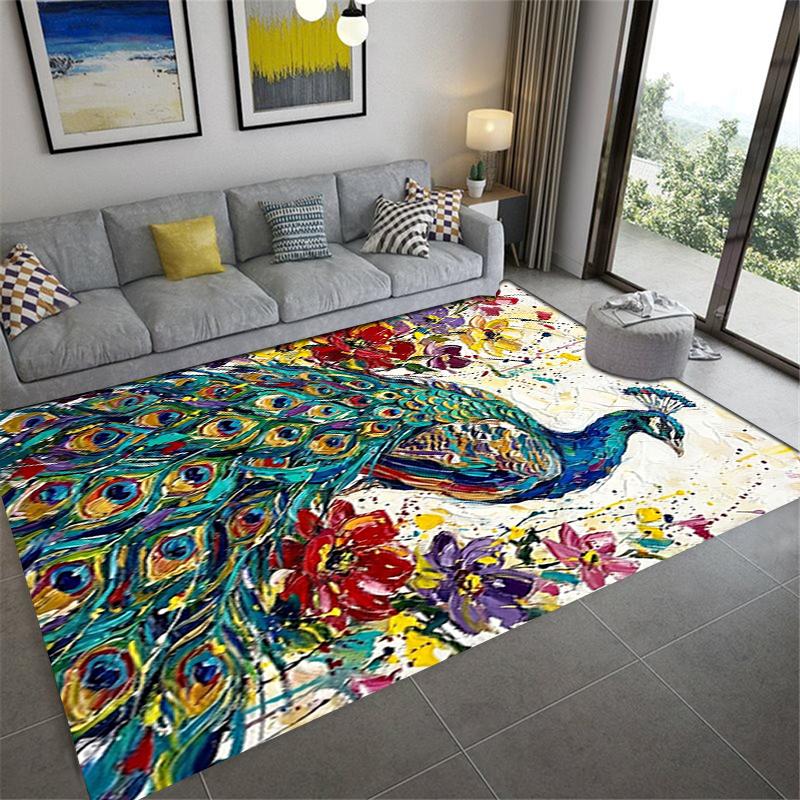 2025 New Peacock Carpet Rug for Living Room Bedroom Home Sofa Decoration,Kids play Non-slip Floor Mat121