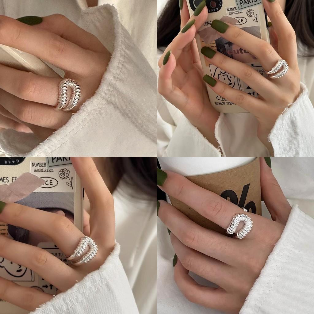 Style Minimalist Korean Geometric Copper Ring Adjustable Size Fashion Accessory Women For