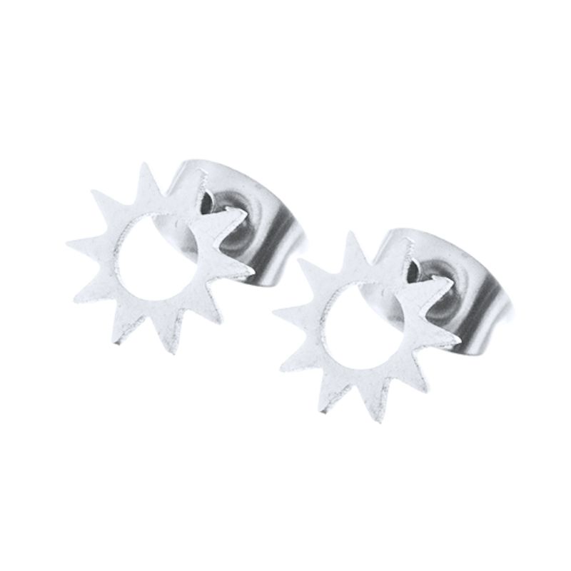925 Silver Ear Needle Vintage Sun Hoop Earrings for Women Punk Hip Hop Sun Flower Big Earrings Fashion Jewelry Gifts