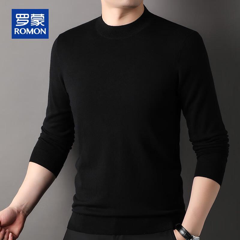 ROMON Men's Easy Care 100% Merino Wool Mock Neck Sweater