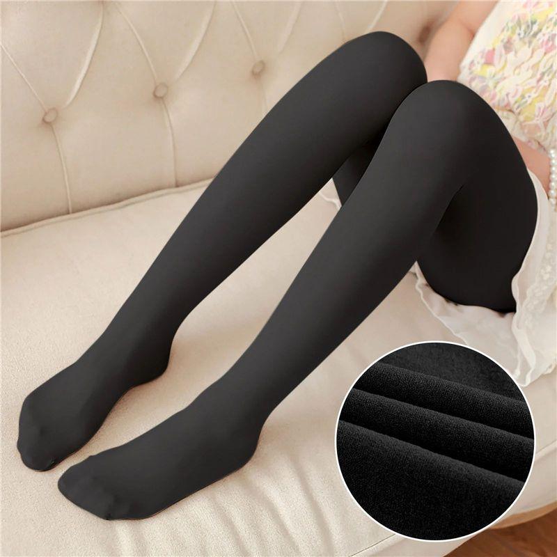 

Thermal Pantyhose Woman Fleece Tights Sexy Winter Warm Solid Black 60g-thin(fleece)