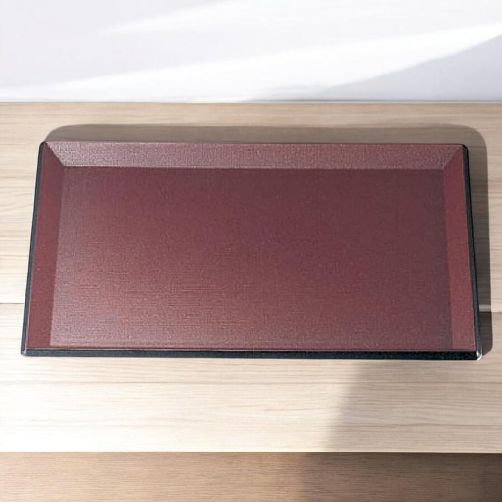 Tray with a Habanori Weave Metallic Fugen Lacquerware Made in Dishwasher Safe J-kitchens 3-Shaku Heat-Resistant (Dark Lacquer), Non-Slip, 39cm,