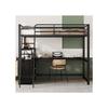 Hochbett - MUVOE - 140x200cm - L-förmiger Schreibtisch - Praktische Schubladen - Schwarzes Metall