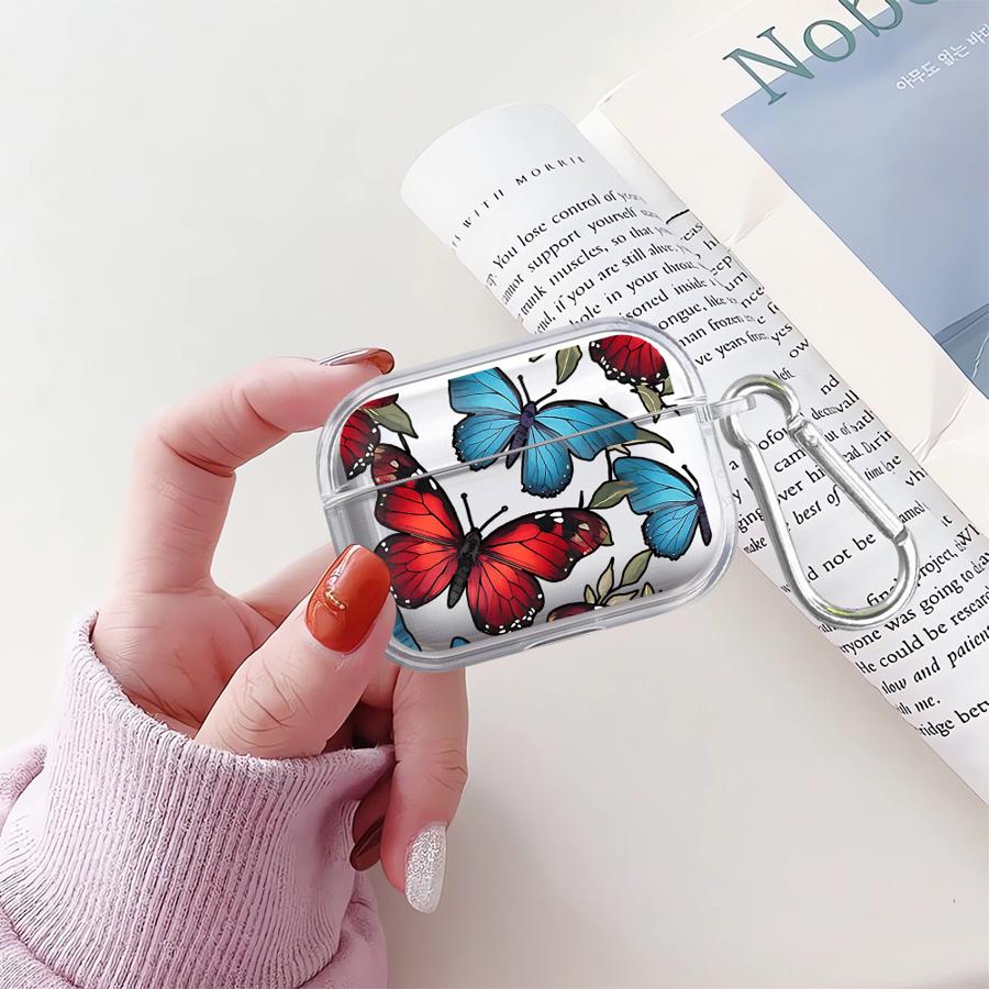Red Blue Butterfly Clear Earphone Cases Cover Case For Airpods Pro3 1 Pro Pro2 4 2 3