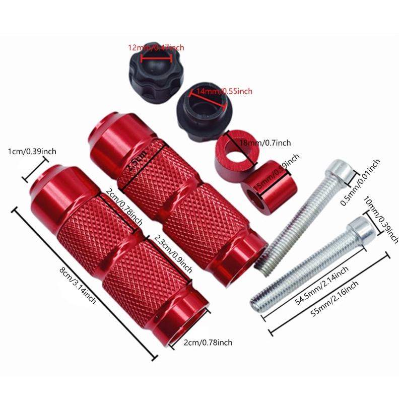 Aluminum Motorcycle Footpegs Rearset Foot Rest Peg Pedal with Nonslip Surfaces & Comfortable Grip for Enhanced Stability