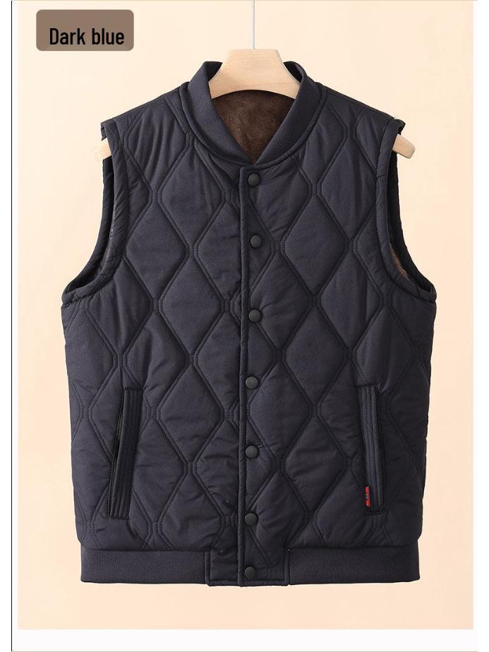 

Men s Quilted Velvet-Lined Vest - Warm Winter Padded Outwear for Middle-Aged and Elderly XL for 90-120 jin