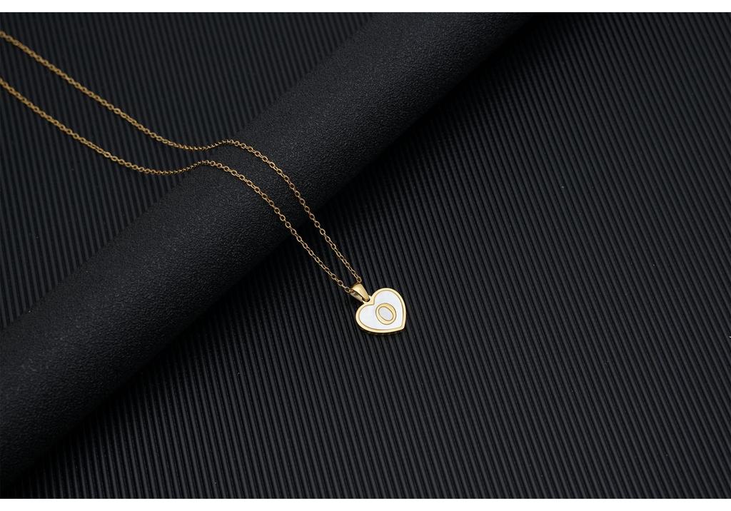 Gold Shell Pendant Necklace with English Alphabet - European & American Trend In Titanium Steel Chain