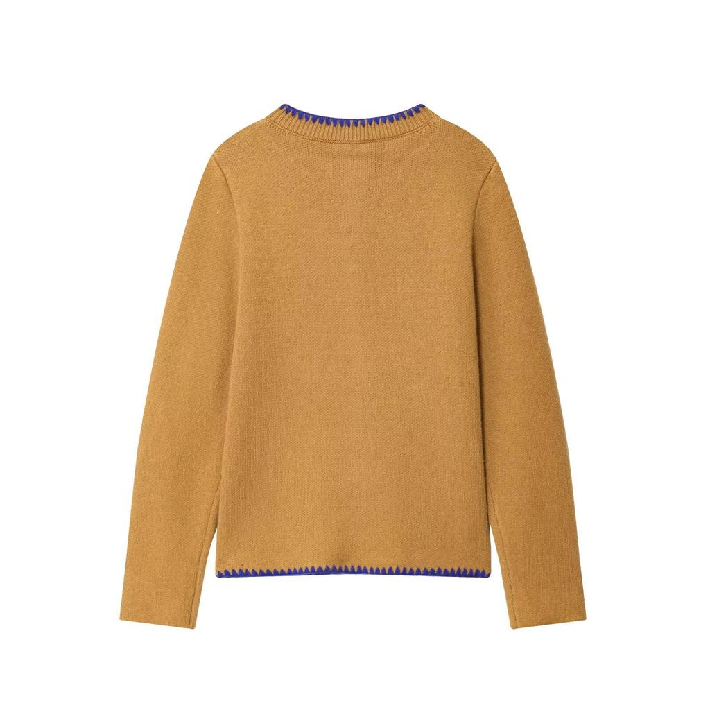 European and American French Women's Clothing Contrasting Color Embroidered Knitted Top 2142105