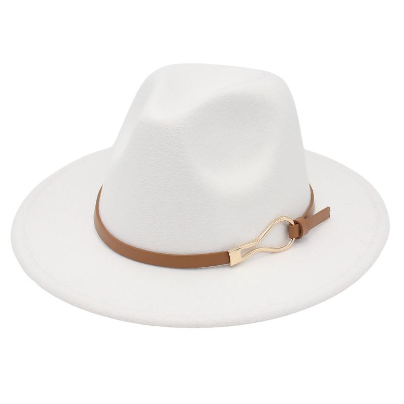 Foreign Trade Elegant Felt Hat Belt Buckle Top Hat Modified Face Jazz Hat British Dance Performance Woolen Hat Literature And Art