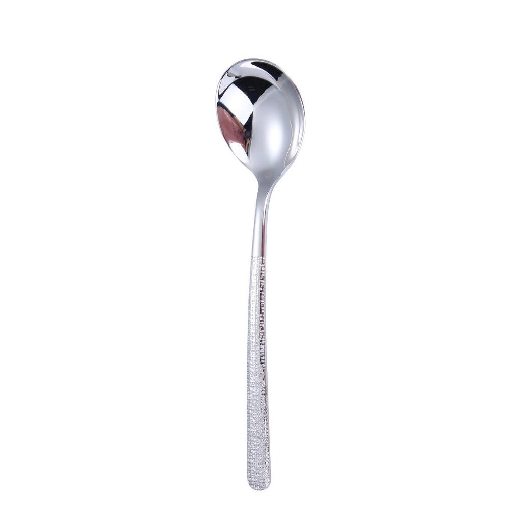 304 Ice Pattern Stainless Steel Long Handle Cutlery Spoon with Hammer Design for Western Food