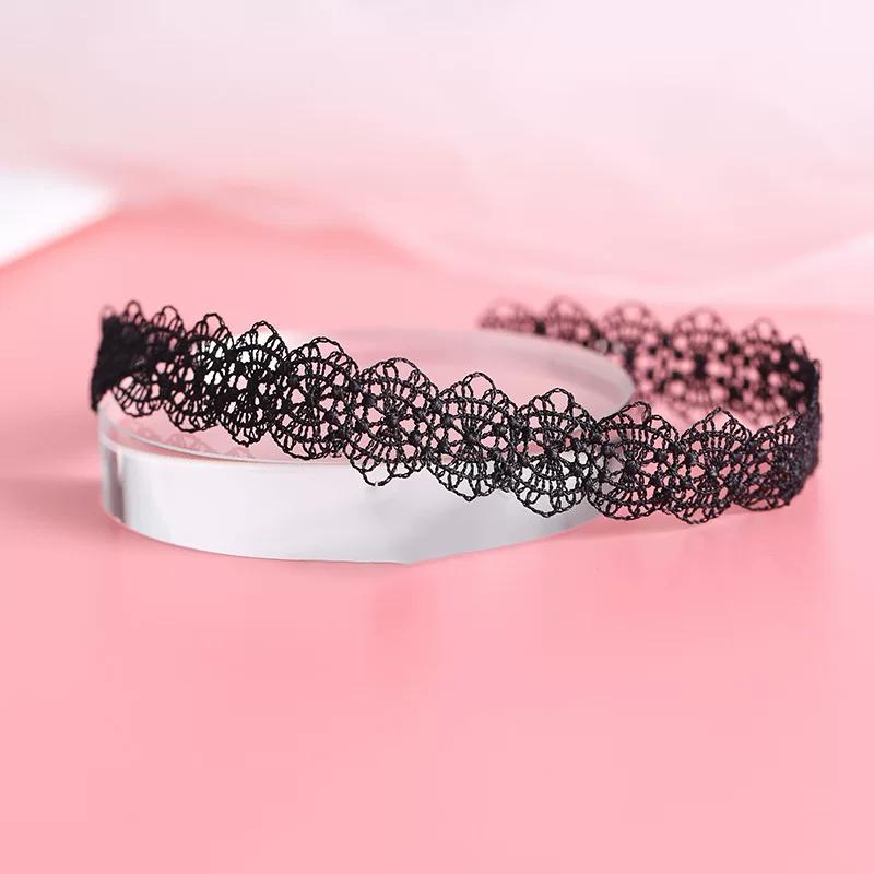 Black Lace White Bow Choker Necklace, Trendy Adjustable Clavicle Chain Neck Accessories for Girls