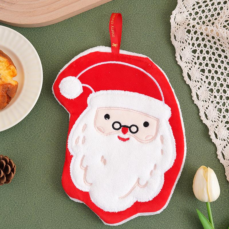 1PC Hanging Multi Element Christmas Creative Hand Towel Children Small Towel Thickened Coral Fleece Cute Embroidery Household