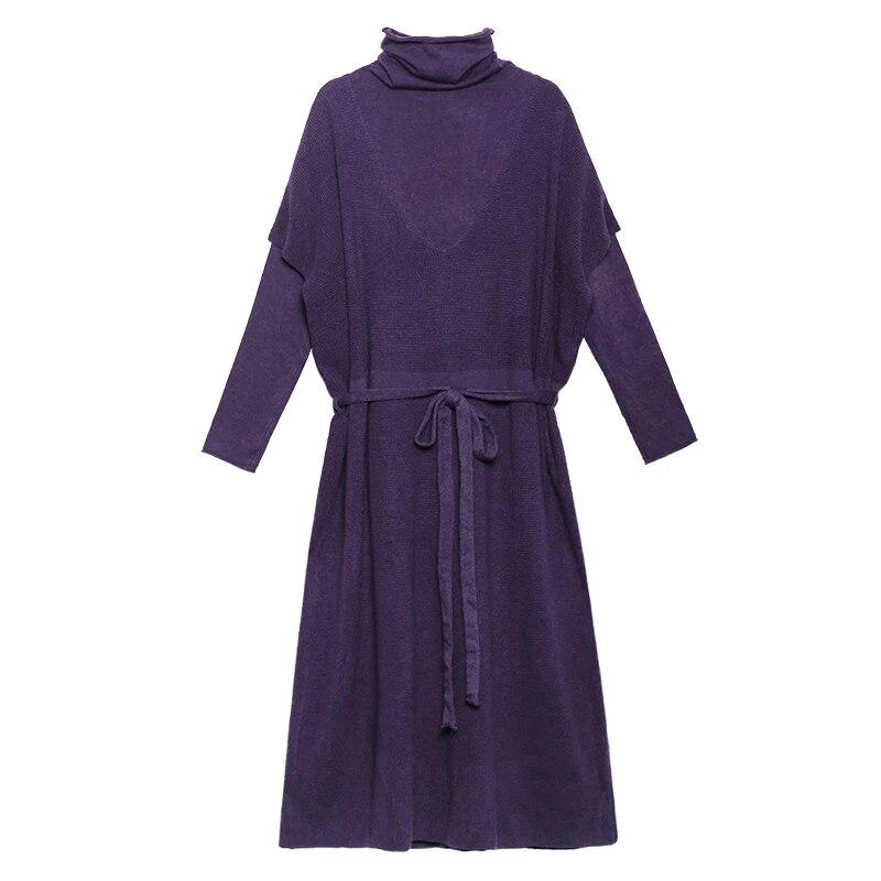 Xitao Casual Dress Women Trendy Style Turtleneck Collar Long Sleeve Fake Two Pieces ZY2310