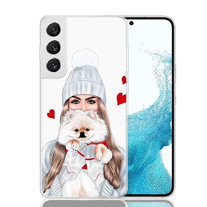 

Christmas Art Girls Coffee Phone Case For Samsung Galaxy S25 S24 S23 S22 S21 FE S20 Ultra S10 Plus Art Customized Coque Capa S24 Samsung S20 Plus