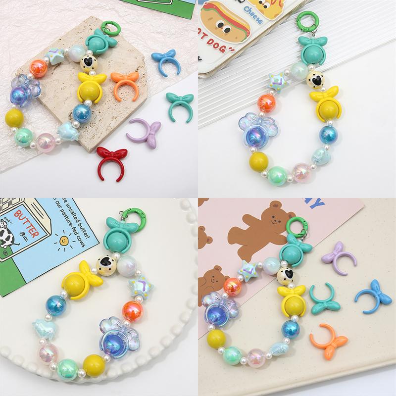 4 bucăți 25 mm mărgele acrilice cu fundă de iepure pentru colier breloc DIY bijuterii artizanat