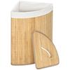 55 L Laundry Basket with Lid, Handle, Laundry Sorter with Removable Laundry Bag for Bathroom, Bamboo, Natural